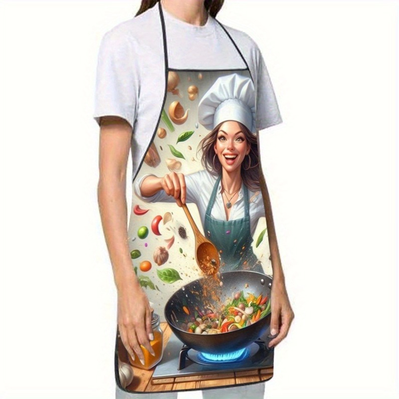 Home Cooking Chef - Vegetable Cooking Print Apron, Durable &