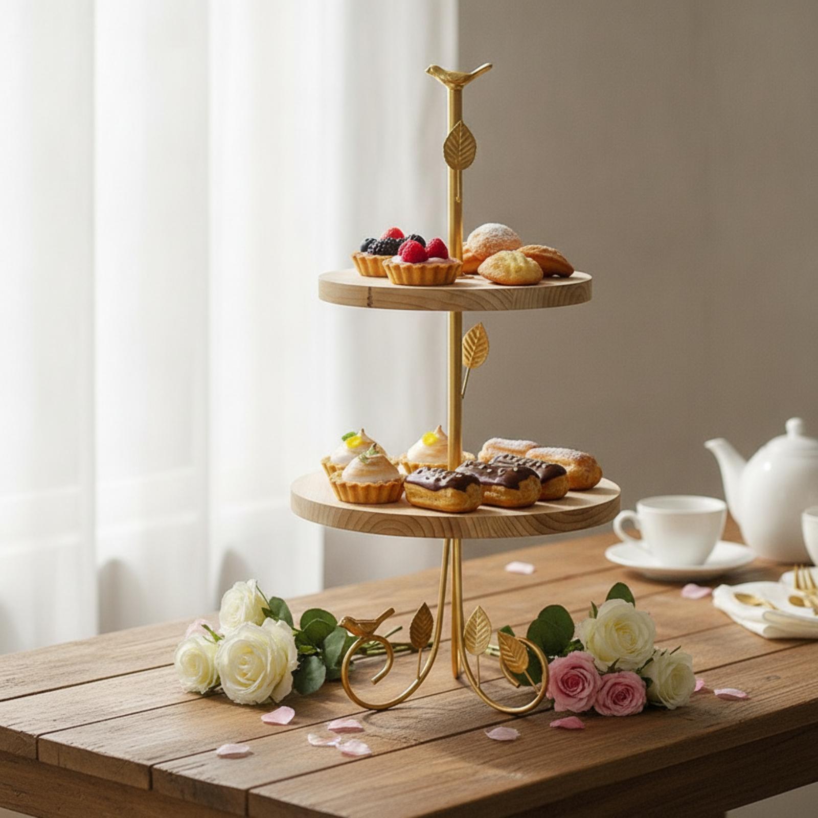Two-Tier Dessert Stand Gold Cu - Home Cooking Host review and price